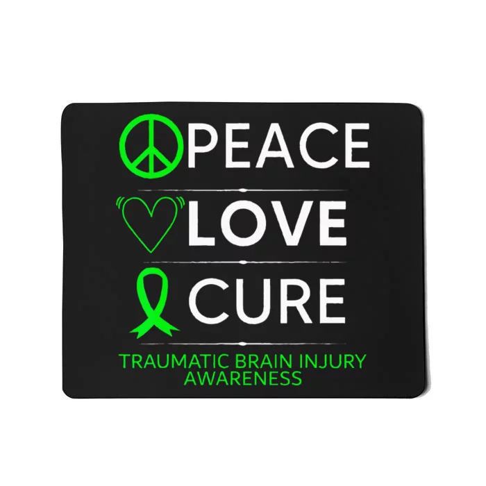 Green Ribbon Peace Cure Traumatic Brain Injury Awareness Mousepad