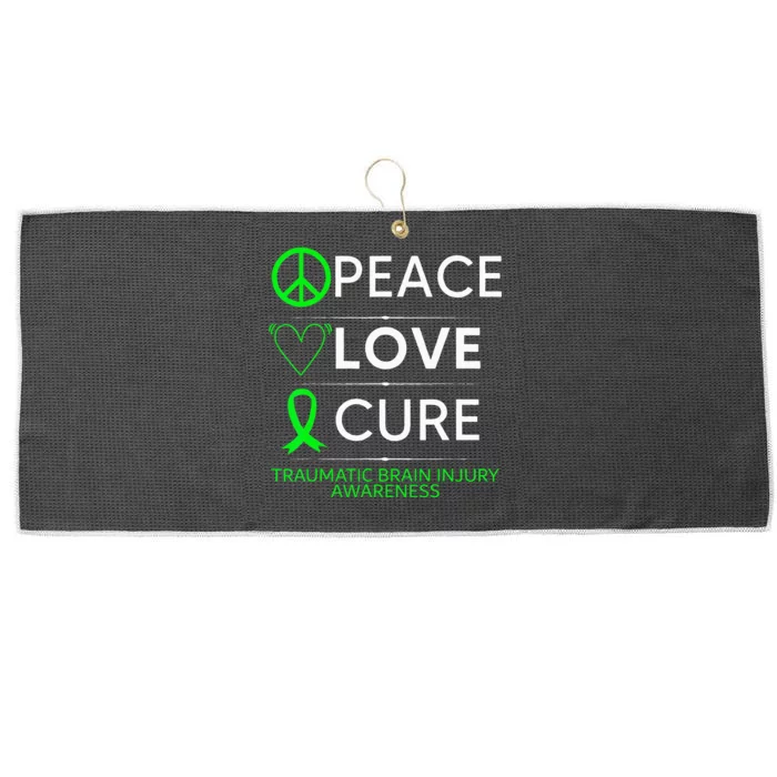 Green Ribbon Peace Cure Traumatic Brain Injury Awareness Large Microfiber Waffle Golf Towel