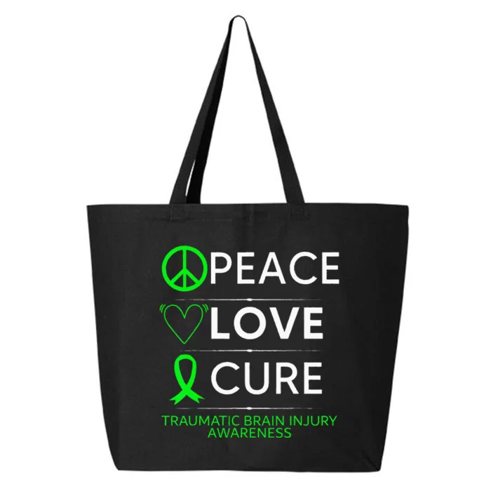 Green Ribbon Peace Cure Traumatic Brain Injury Awareness 25L Jumbo Tote