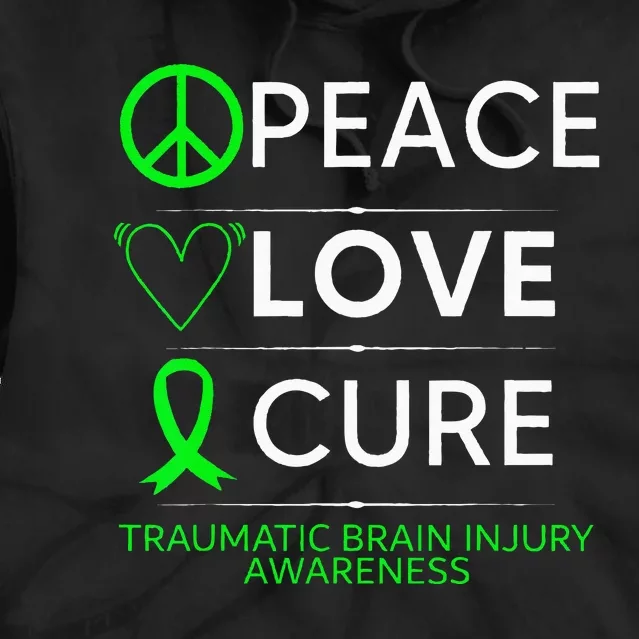 Green Ribbon Peace Cure Traumatic Brain Injury Awareness Tie Dye Hoodie