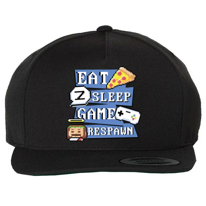 Gamer Routine Pixel Art Eat Sleep Game Respawn Cool Gift Wool Snapback Cap