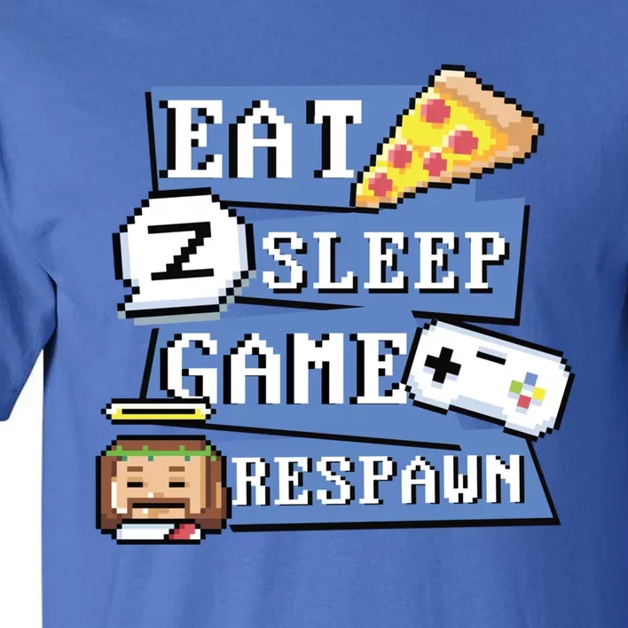 Gamer Routine Pixel Art Eat Sleep Game Respawn Cool Gift Tall T-Shirt