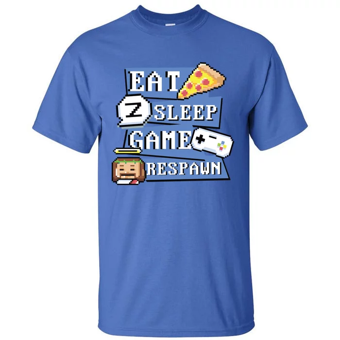 Gamer Routine Pixel Art Eat Sleep Game Respawn Cool Gift Tall T-Shirt