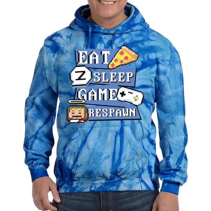 Gamer Routine Pixel Art Eat Sleep Game Respawn Cool Gift Tie Dye Hoodie