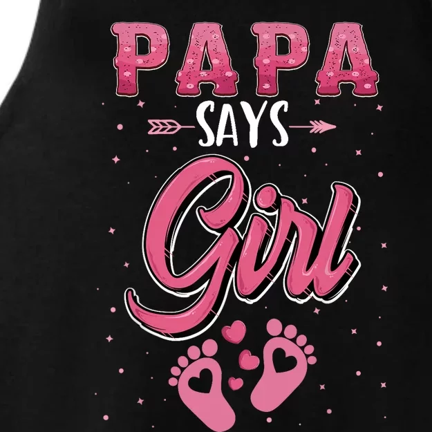 Gender Reveal Papa Says Girl Baby Matching Family Set Ladies Tri-Blend Wicking Tank