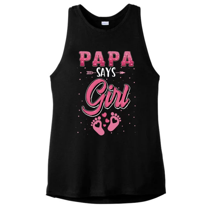 Gender Reveal Papa Says Girl Baby Matching Family Set Ladies Tri-Blend Wicking Tank