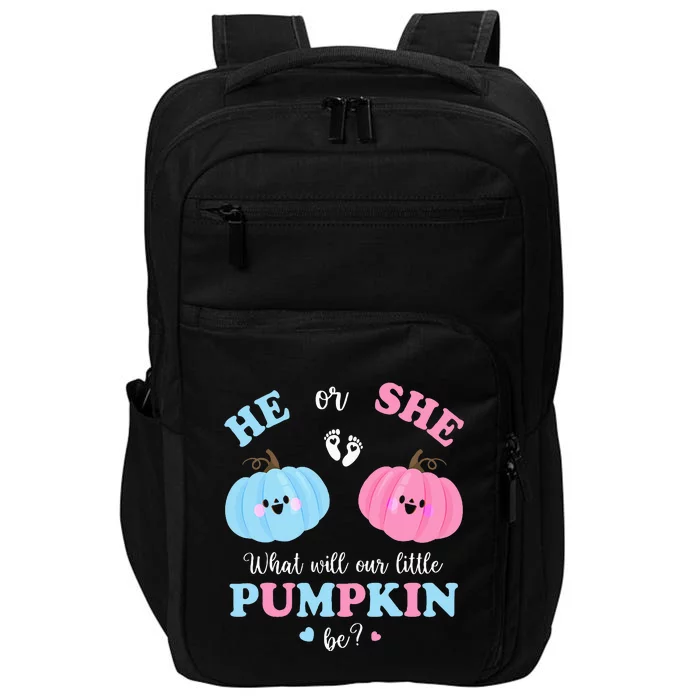 Gender Reveal Party Cute Pumpkin Baby Shower Mom and Dad Impact Tech Backpack