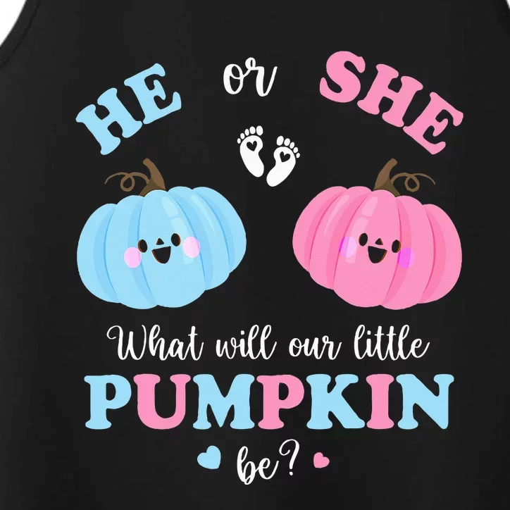 Gender Reveal Party Cute Pumpkin Baby Shower Mom and Dad Performance Tank