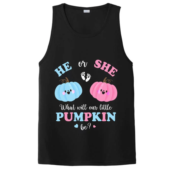 Gender Reveal Party Cute Pumpkin Baby Shower Mom and Dad Performance Tank