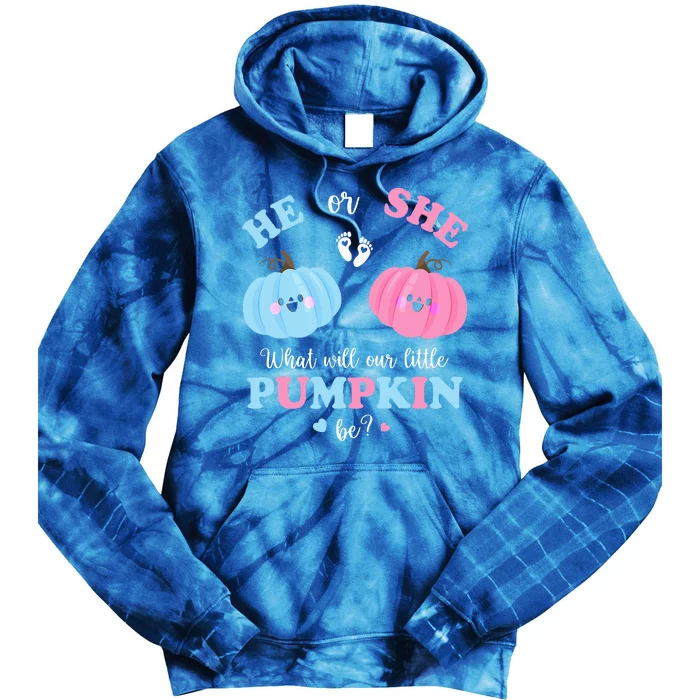 Gender Reveal Party Cute Pumpkin Baby Shower Mom and Dad Tie Dye Hoodie