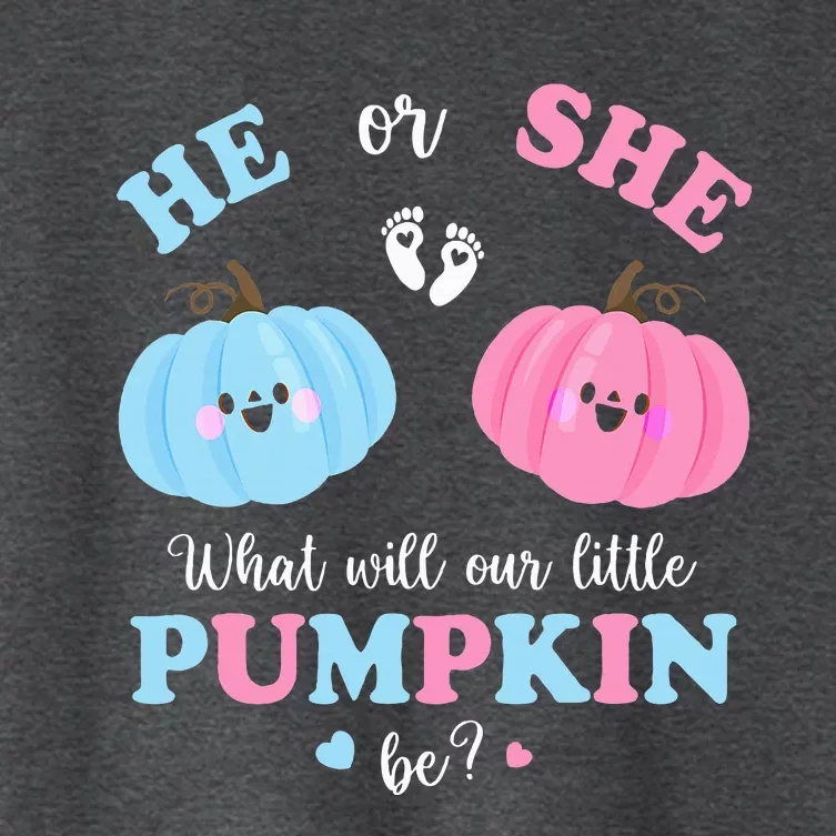 Gender Reveal Party Cute Pumpkin Baby Shower Mom and Dad Women's Crop Top Tee