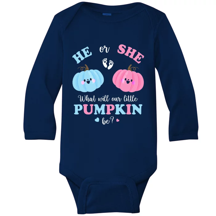 Gender Reveal Party Cute Pumpkin Baby Shower Mom and Dad Baby Long Sleeve Bodysuit