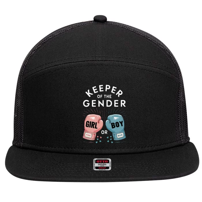 Gender Reveal Party Keeper Of Gender Boxing 7 Panel Mesh Trucker Snapback Hat