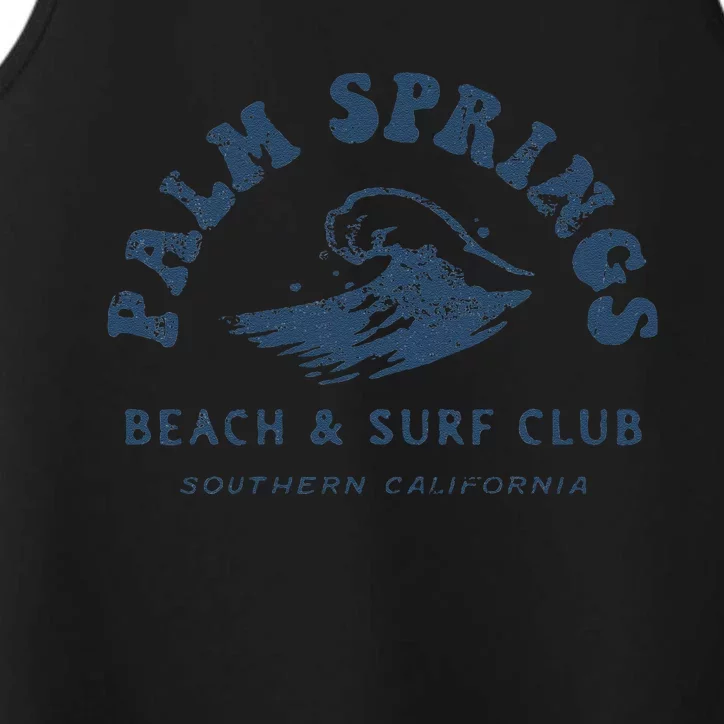 Groovy Retro Palm Springs Beach Surf Club Summer Vacations Performance Tank