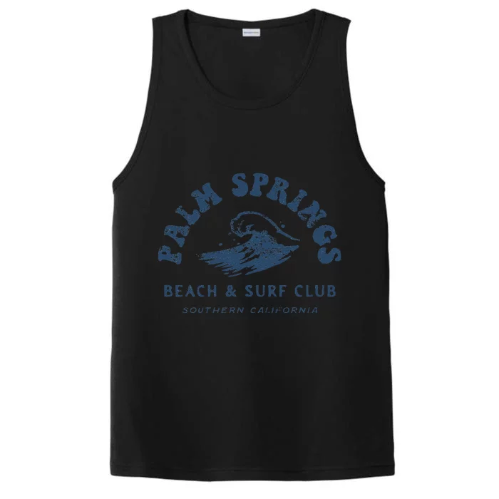 Groovy Retro Palm Springs Beach Surf Club Summer Vacations Performance Tank