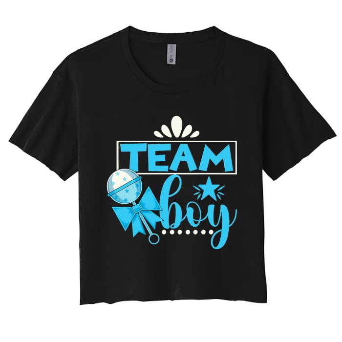 Gender Reveal Party Baby Shower Team Boy Gender Reveal Women's Crop Top Tee