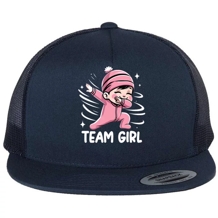 Gender Reveal Party Team Girl Baby Announcement Flat Bill Trucker Hat