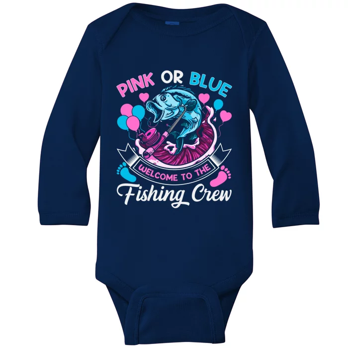 Gender Reveal Quote Fishing Family Gift Baby Long Sleeve Bodysuit