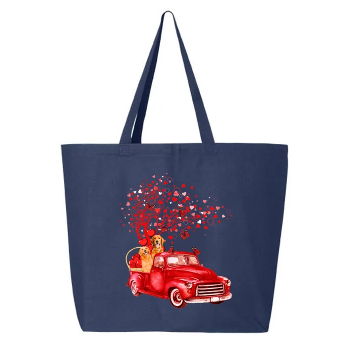 Golden Retriever Riding Red Truck Valentine Butterfly Tree Gift 25L Jumbo Tote