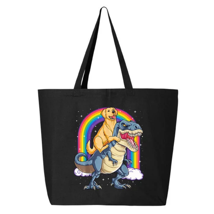 Golden Retriever Riding Dinosaur T RexBoys Rainbow 25L Jumbo Tote