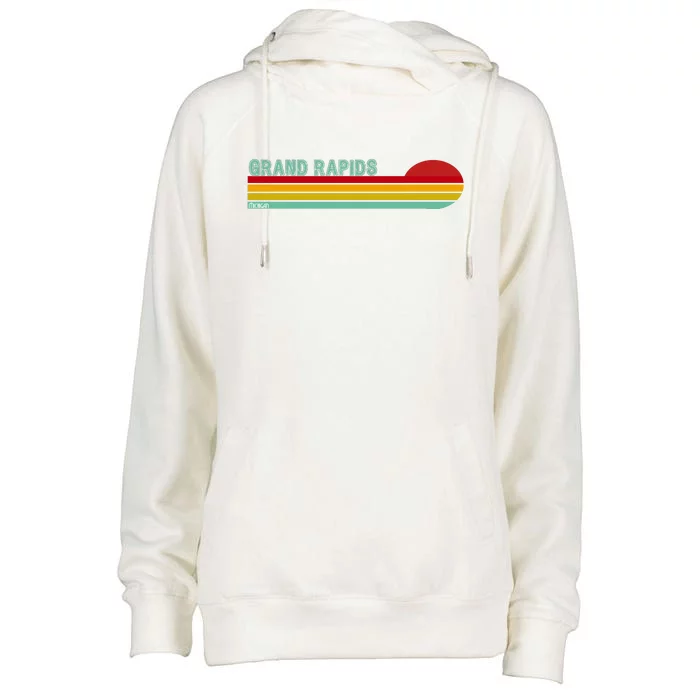 Grand Rapids Retro Michigan Womens Funnel Neck Pullover Hood