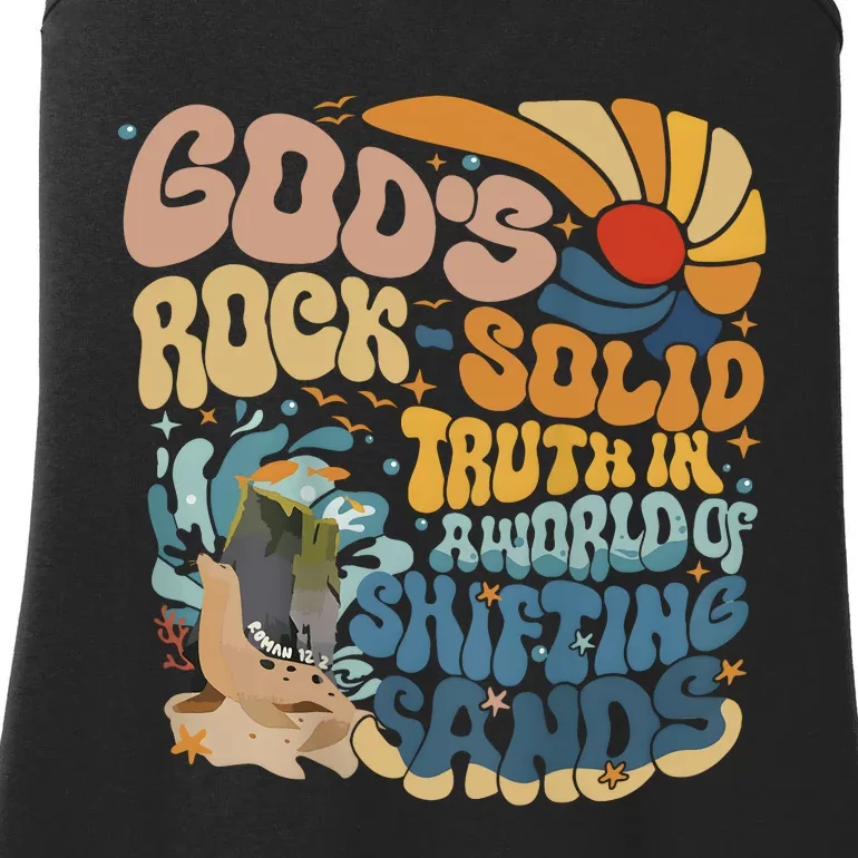 GodS Rocksolid Retro Beach Vbs 2024 Christian Ladies Essential Tank