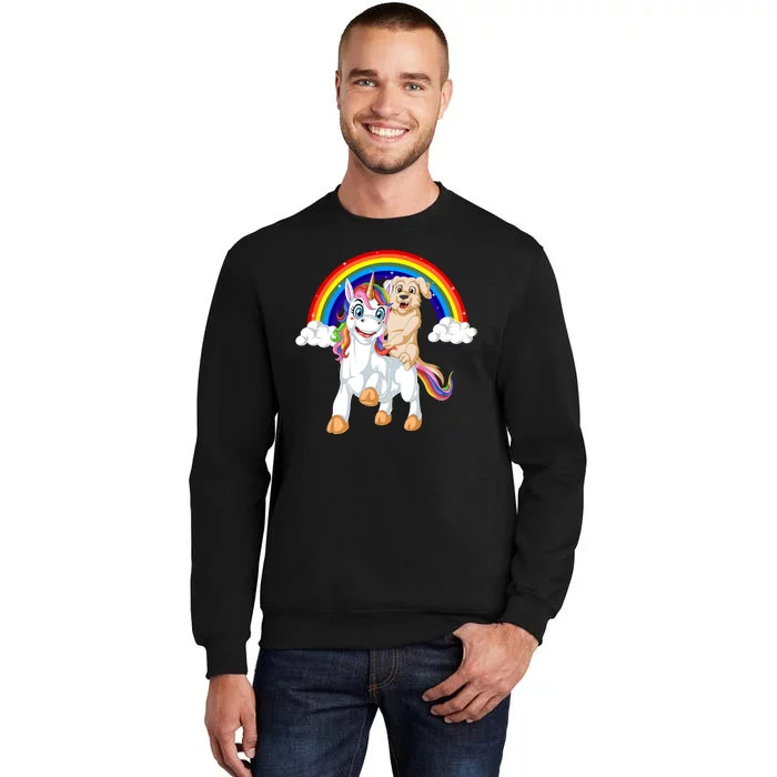 Golden Retriver Riding Unicorn Tall Sweatshirt