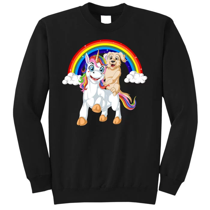 Golden Retriver Riding Unicorn Tall Sweatshirt