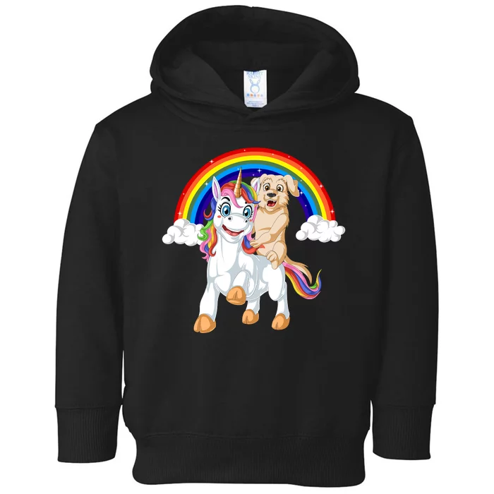 Golden Retriver Riding Unicorn Toddler Hoodie