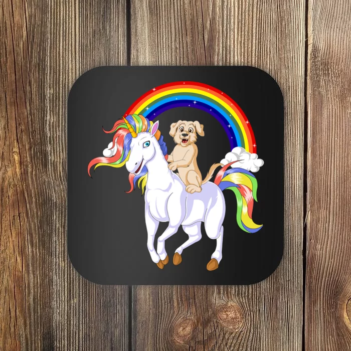 Golden Retriver Riding Unicorn Coaster