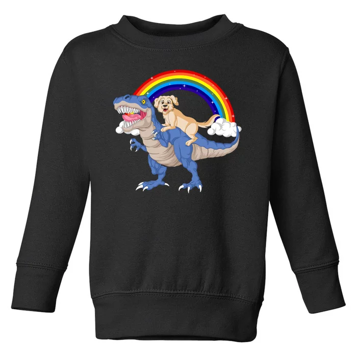 Golden Retriver Riding Dinosaur Toddler Sweatshirt