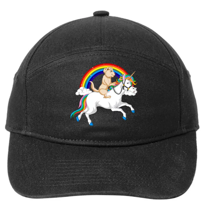 Golden Retriver Riding Unicorn 7-Panel Snapback Hat