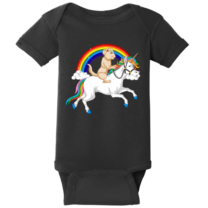 Golden Retriver Riding Unicorn Baby Bodysuit