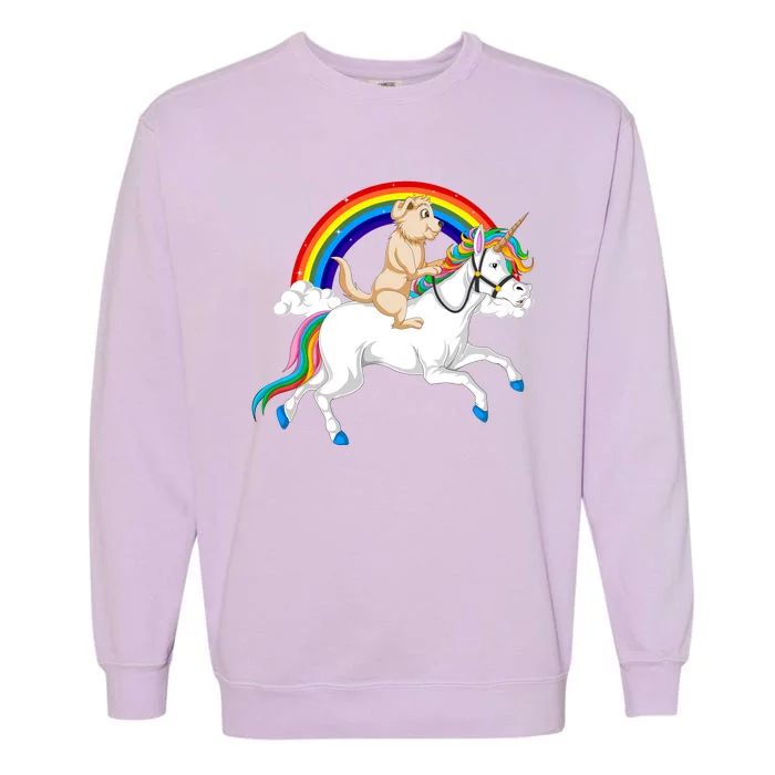 Golden Retriver Riding Unicorn Garment-Dyed Sweatshirt