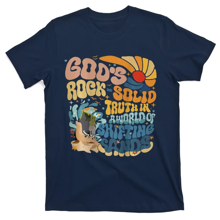 GodS Rocksolid Retro Breaker Rock Beach Vbs 2024 Christian T-Shirt