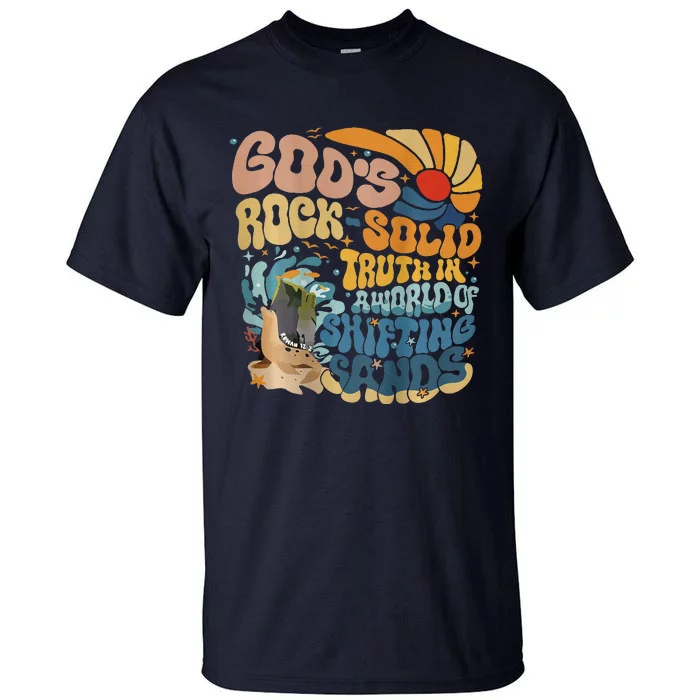 GodS Rocksolid Retro Breaker Rock Beach Vbs 2024 Christian Tall T-Shirt