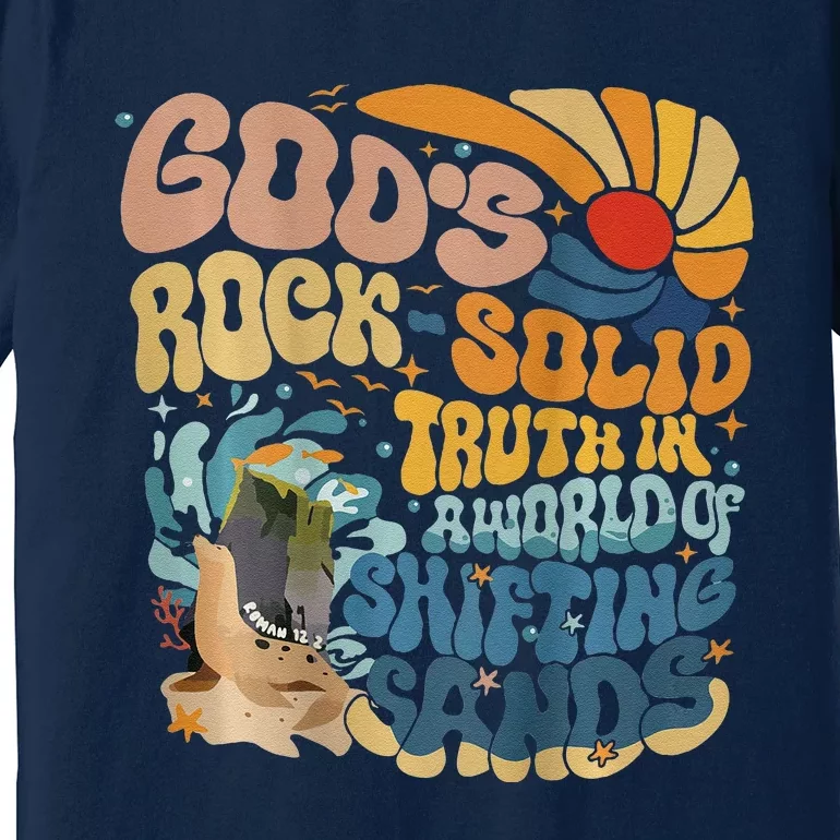 GodS Rocksolid Retro Breaker Rock Beach Vbs 2024 Christian Premium T-Shirt