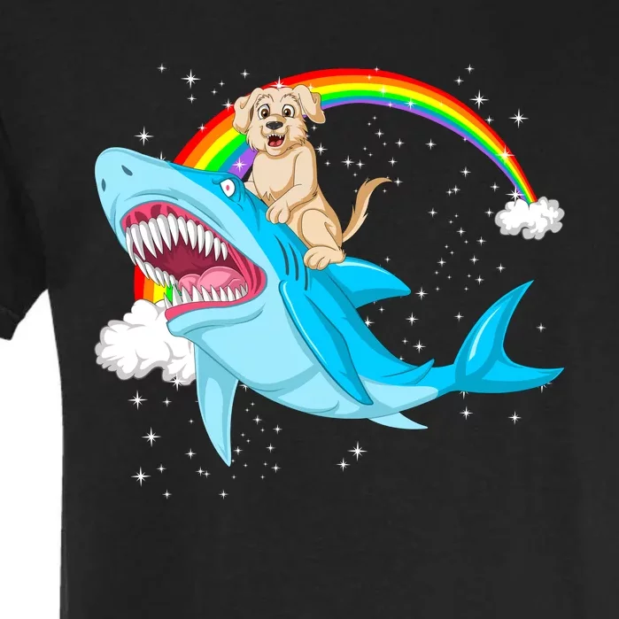 Golden Retriver Riding Shark Garment-Dyed Heavyweight T-Shirt