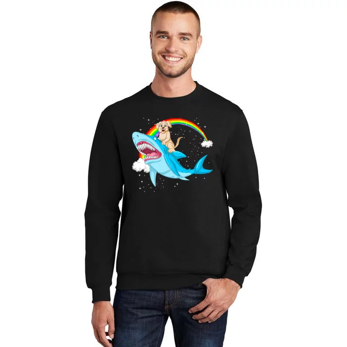 Golden Retriver Riding Shark Sweatshirt