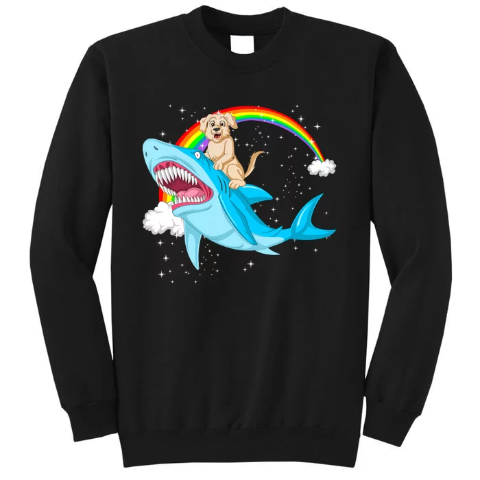 Golden Retriver Riding Shark Sweatshirt