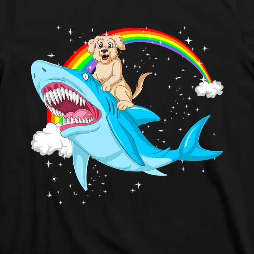 Golden Retriver Riding Shark T-Shirt