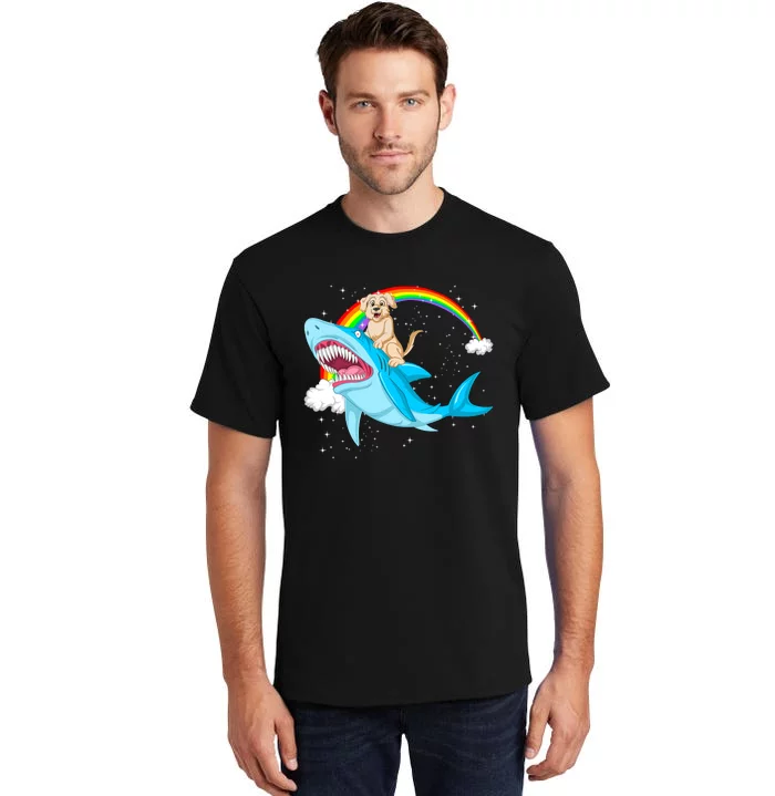 Golden Retriver Riding Shark Tall T-Shirt