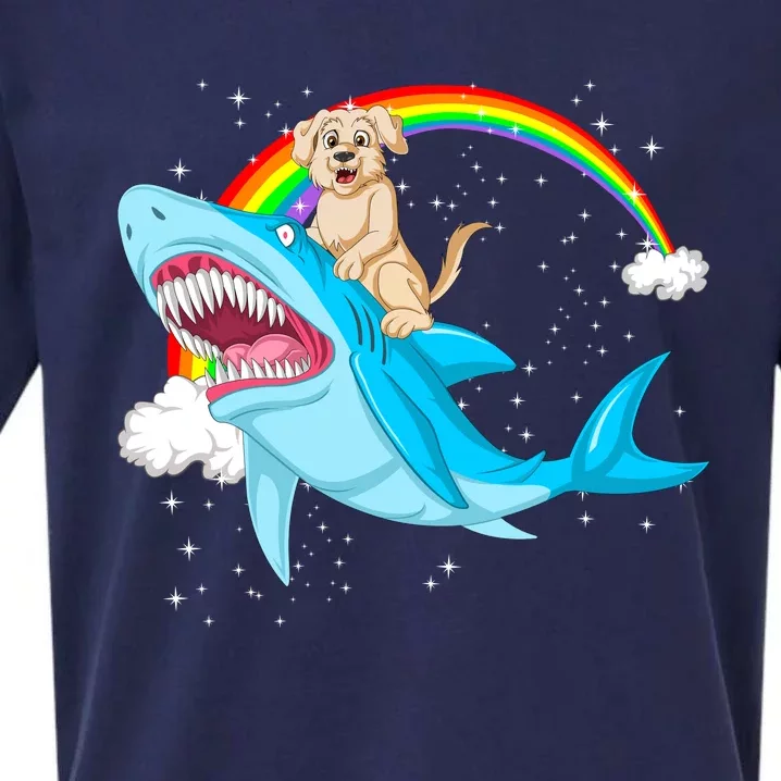 Golden Retriver Riding Shark Sueded Cloud Jersey T-Shirt