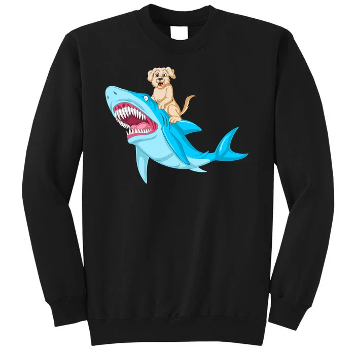 Golden Retriver Riding Shark Sweatshirt