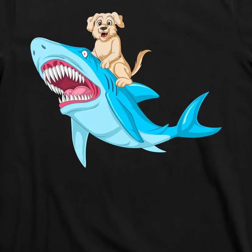 Golden Retriver Riding Shark T-Shirt