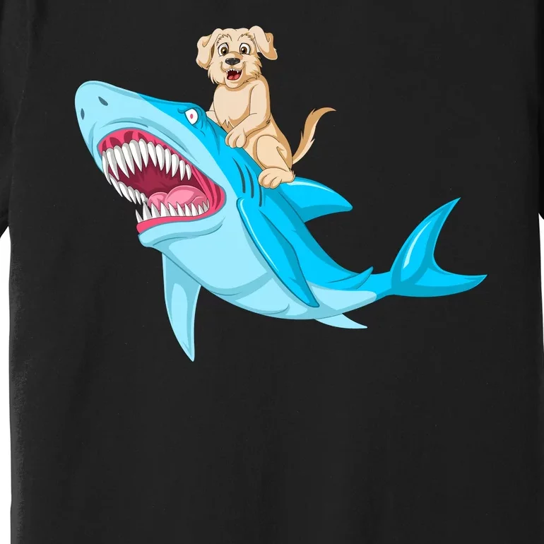 Golden Retriver Riding Shark Premium T-Shirt