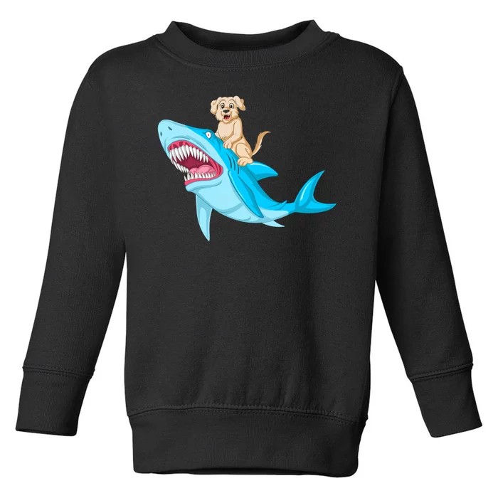 Golden Retriver Riding Shark Toddler Sweatshirt