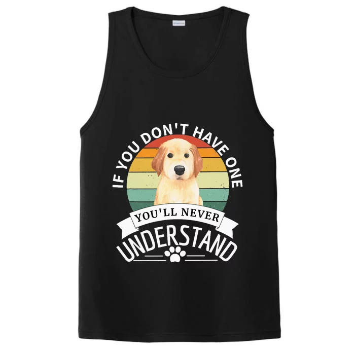 Golden Retriever Retro Vintage Dog Lovers Performance Tank