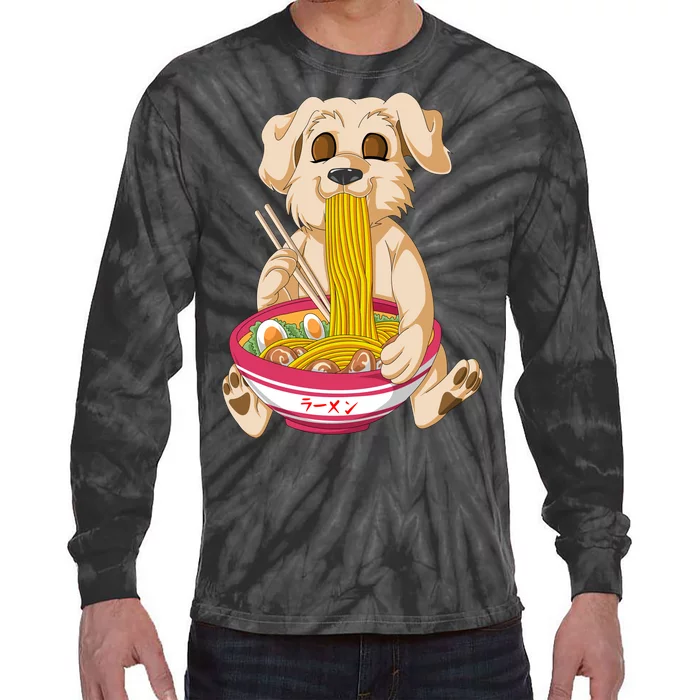 Golden Retriver Ramen Tie-Dye Long Sleeve Shirt