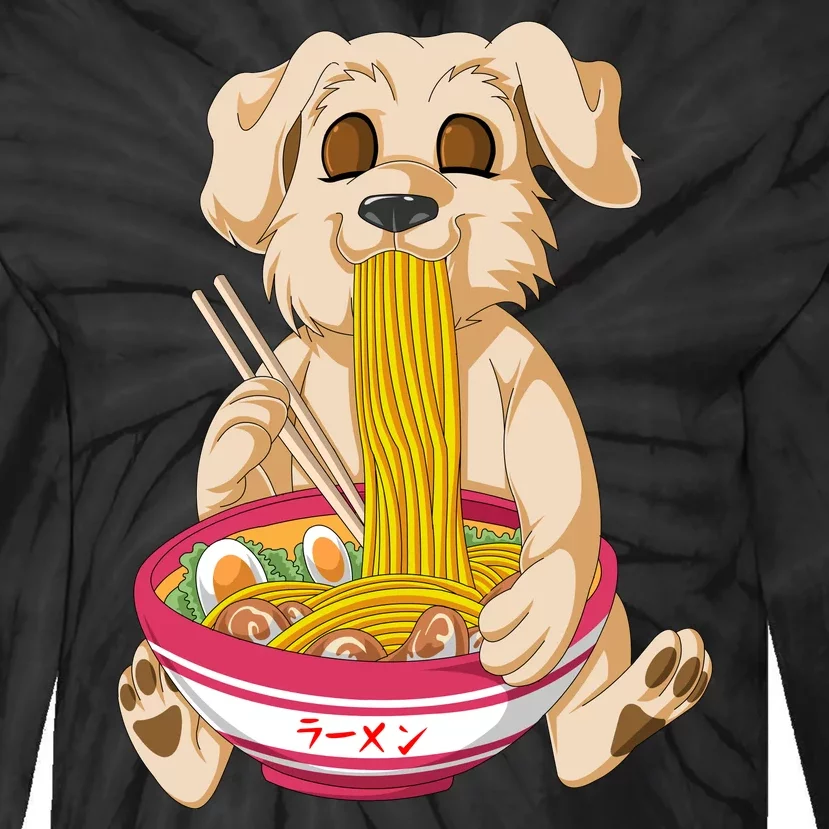 Golden Retriver Ramen Tie-Dye Long Sleeve Shirt